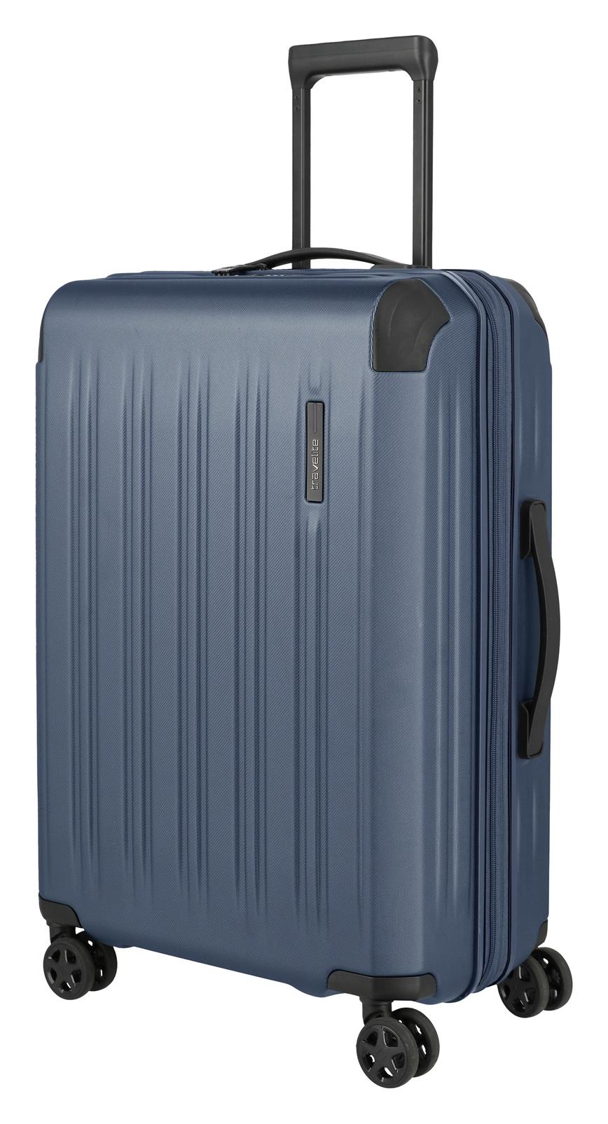 Stredný škrupinový kufor na kolieskach Travelite Dynamiic M exp Denim blue