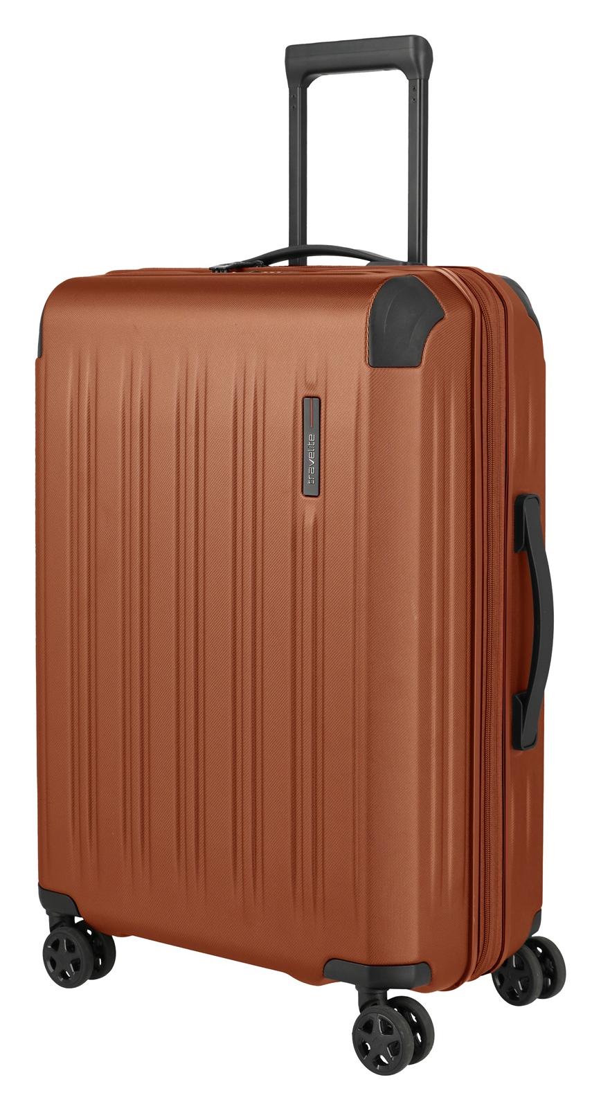Stredný škrupinový kufor na kolieskach Travelite Dynamiic M exp Copper