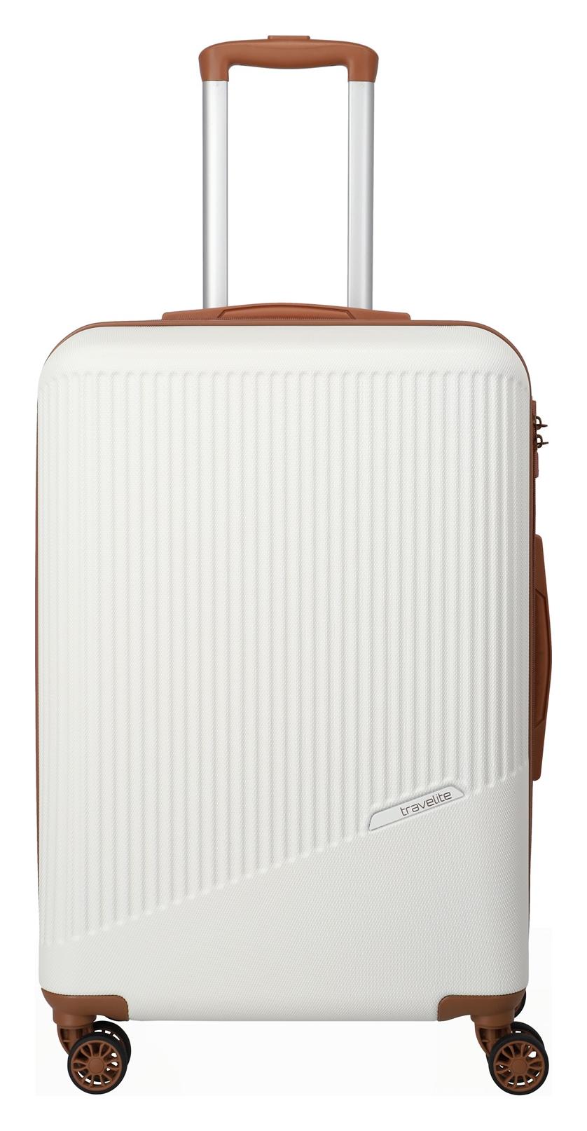 Stredný škrupinový kufor na kolieskach Travelite Bali M White/Cognac