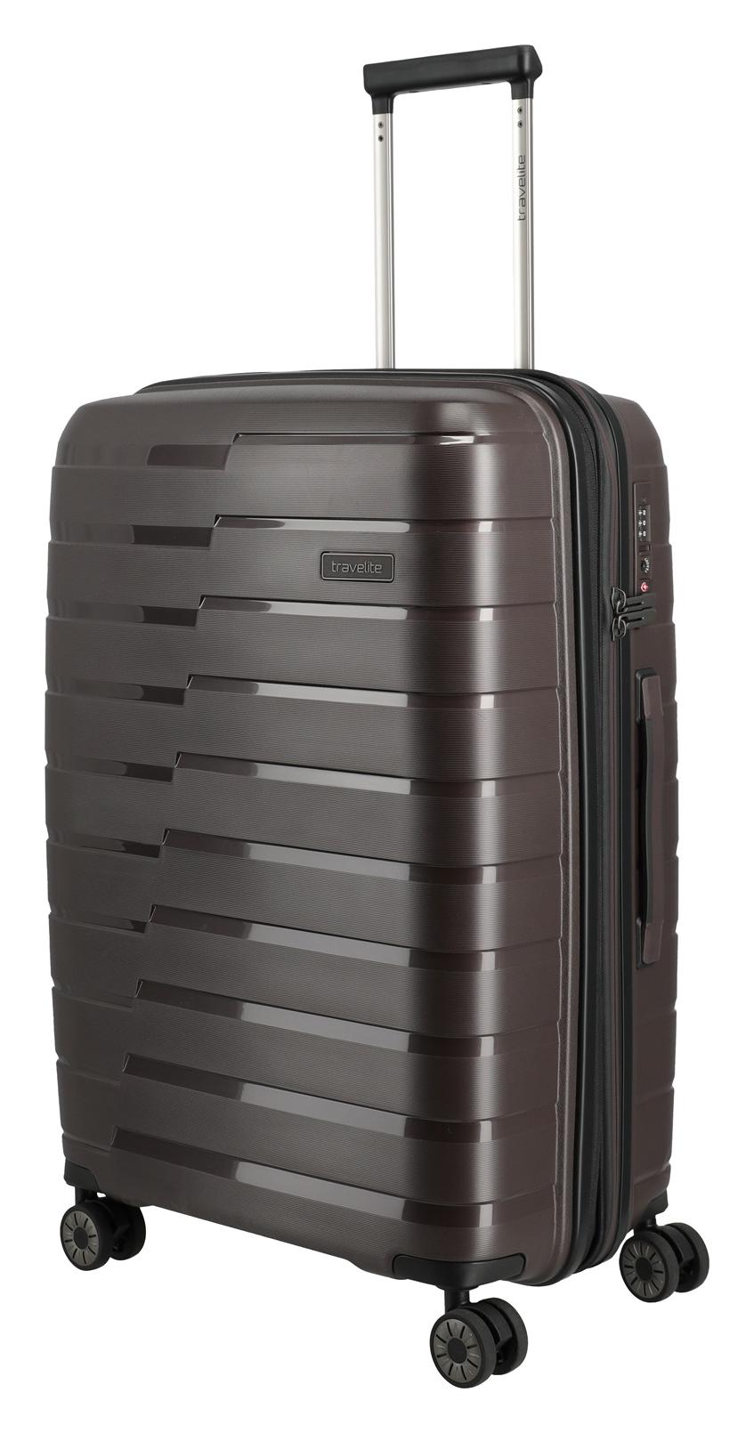 Stredný škrupinový kufor na kolieskach Travelite Air Base M Coffee