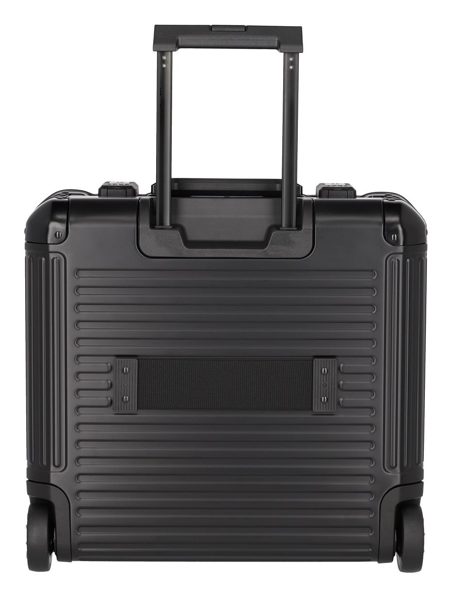 Hliníkový kufor Travelite Next Business wheeler Black.

odolný rám z pevného hliníka
nadčasový vzhľad s textúrou (drážky)
odľahčené teleskopické madlo s aretáciou
2 pogumované, extra veľké a tiché kolieska
integrovaný kombinačný TSA zámok v oboch klapkách
bezpečné a intuitívne zatváranie/otváranie na hornej strane
luxusný funkčný interiér s vynímateľnými textilnými prepážkami na dokumenty formátu A4
integrovaný organizér nielen na písacie potreby
čalúnená priehradka na 15,6
