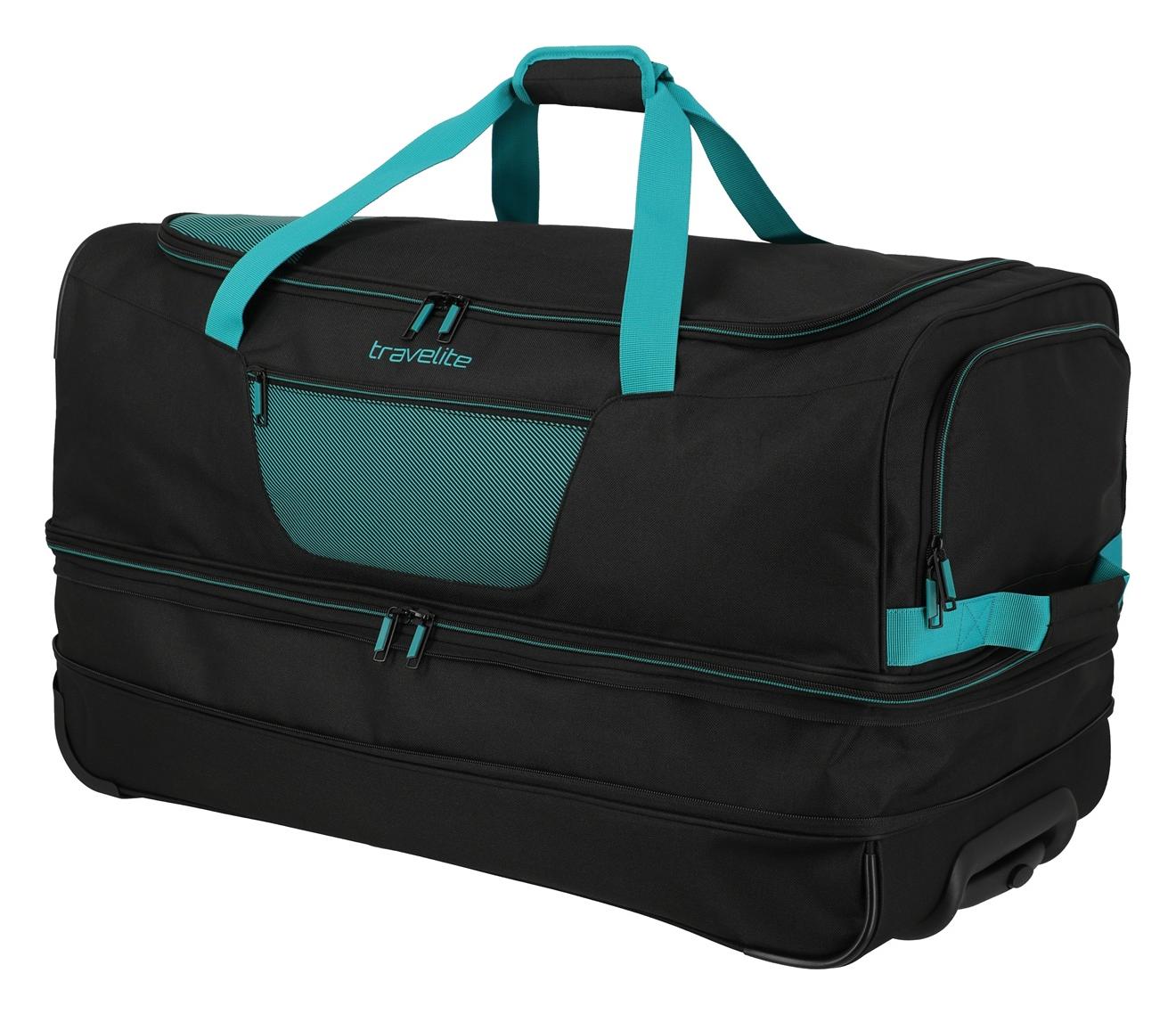 Cestovná taška na kolieskach Travelite Basics Wheeled duffle L exp Black/petrol – Obrázok 6
