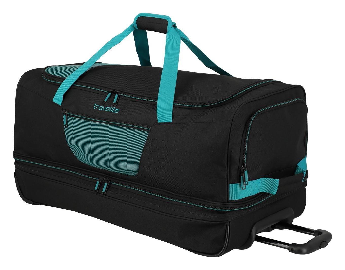 Cestovná taška na kolieskach Travelite Basics Wheeled duffle L exp Black/petrol – Obrázok 5