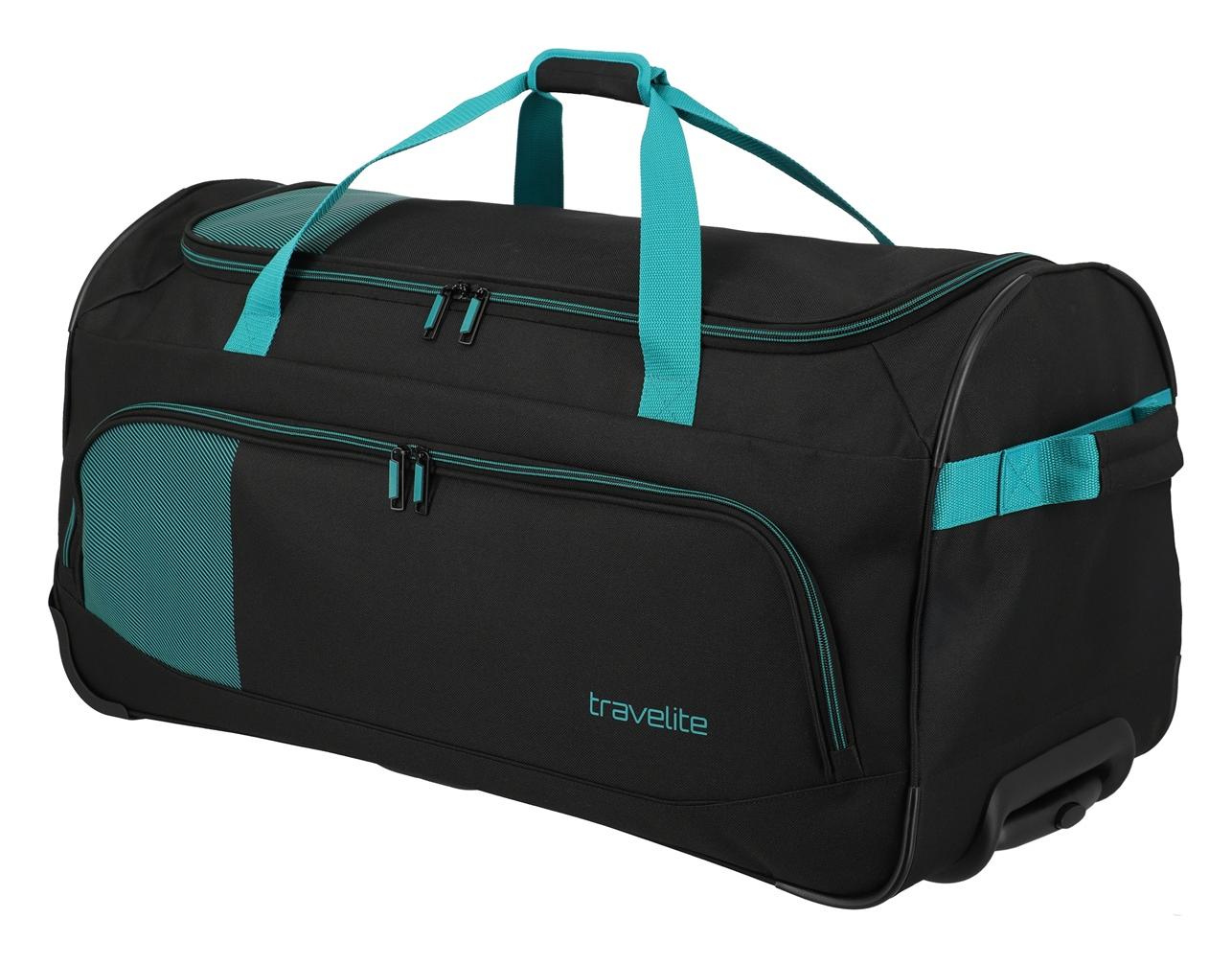 Cestovná taška na kolieskach Travelite Basics Fresh Wheeled duffle L Black/petrol – Obrázok 3