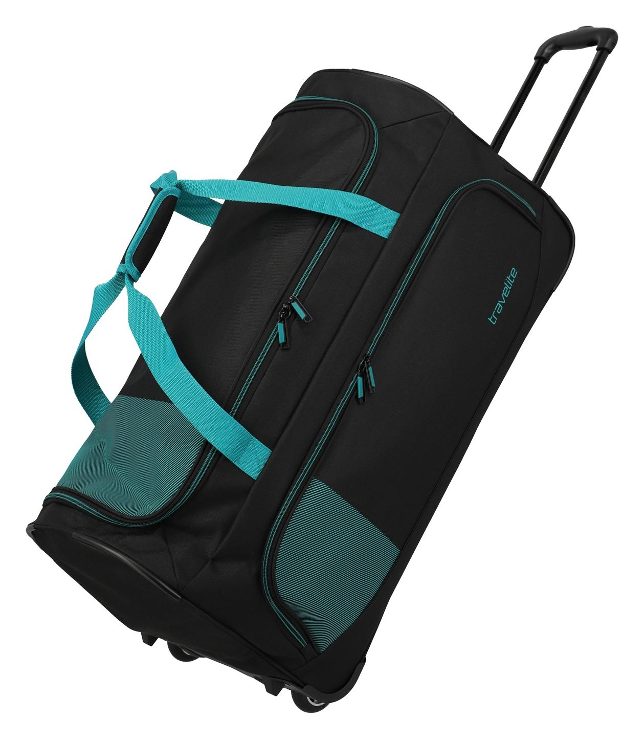 Cestovná taška na kolieskach Travelite Basics Fresh Wheeled duffle L Black/petrol Cestovná taška na kolieskach Travelite Basics Fresh Wheeled duffle L Black/petrol
