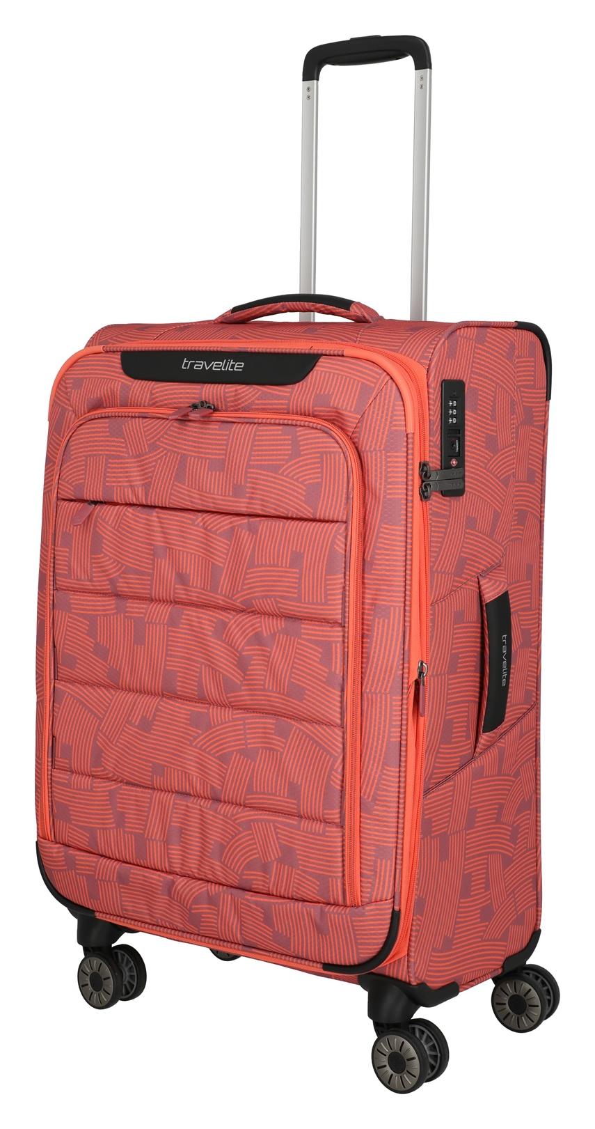 Stredný kufor na kolieskach Travelite Skaii 4w M Print Peach