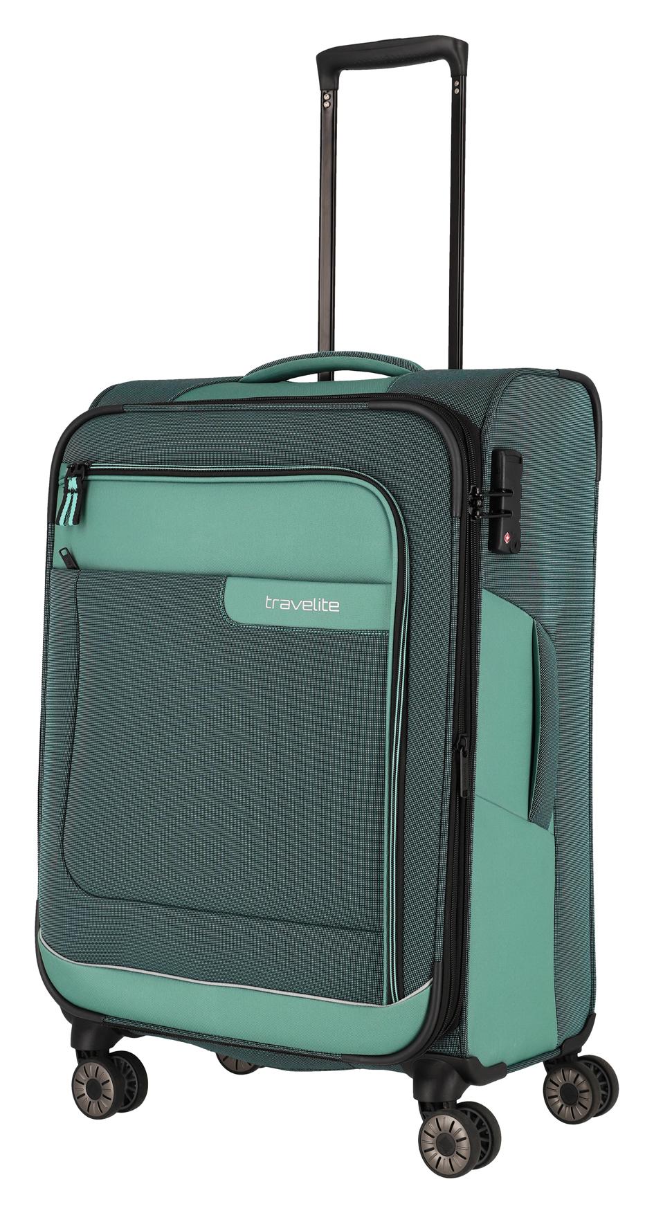Stredný textilný kufor Travelite Viia 4w M Green