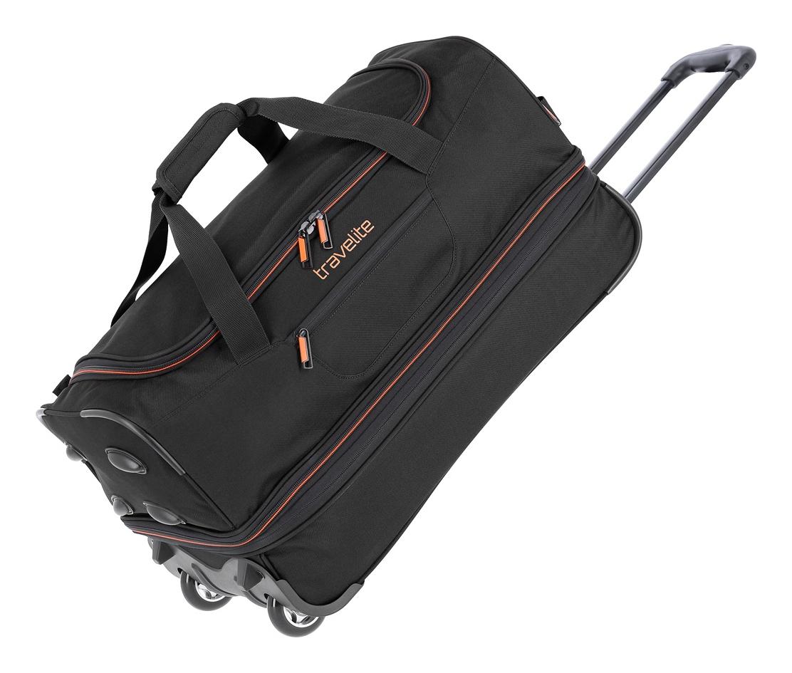 Cestovná taška na kolieskach Travelite Basics Wheeled duffle S Black/orange
