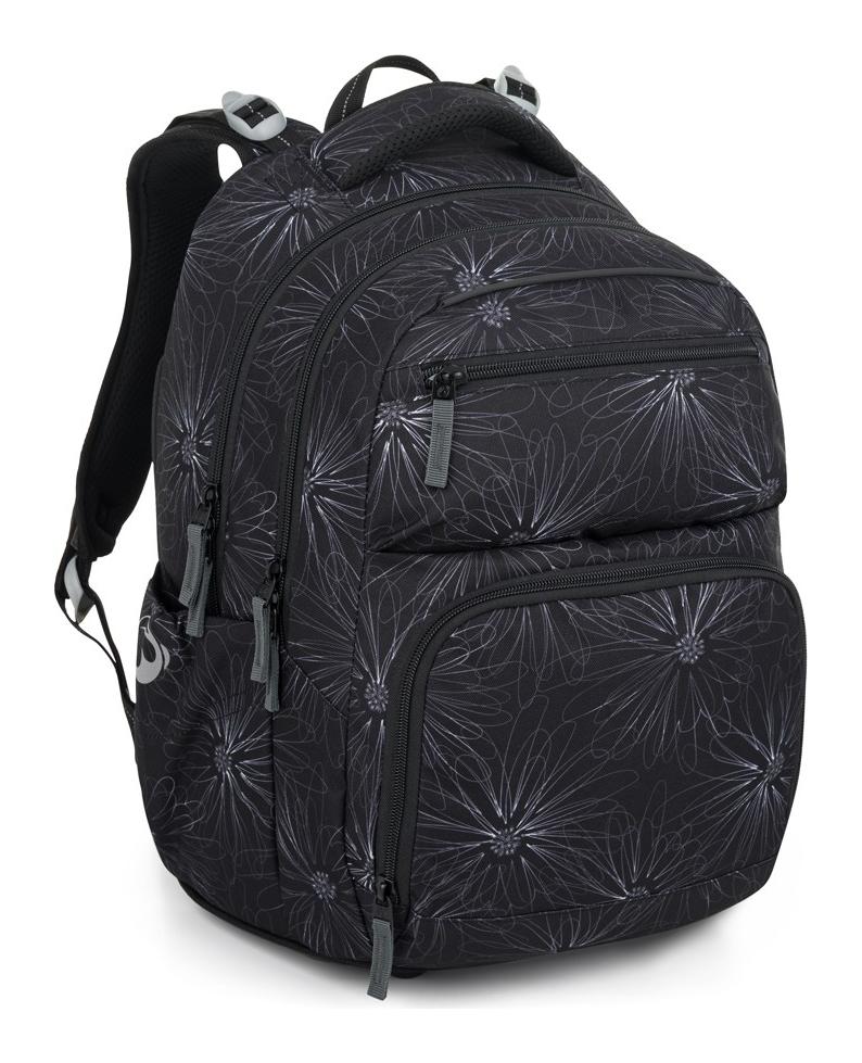 Školská taška Bagmaster ZIPSTER 25 A Black and white flowers