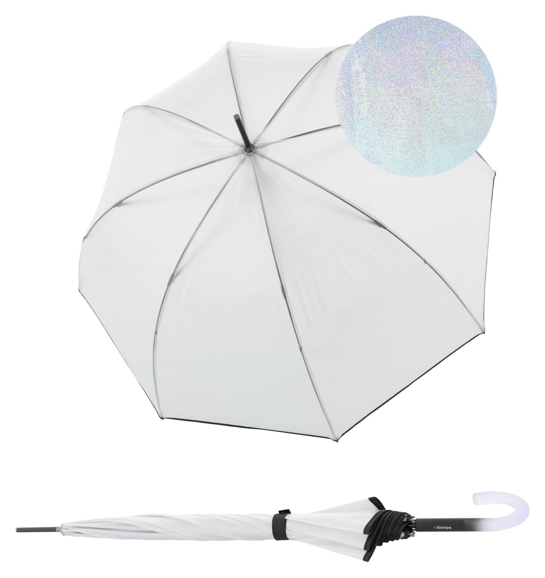 Priehľadný dáždnik Knirps C.760 Stick Transparent Stardust Black