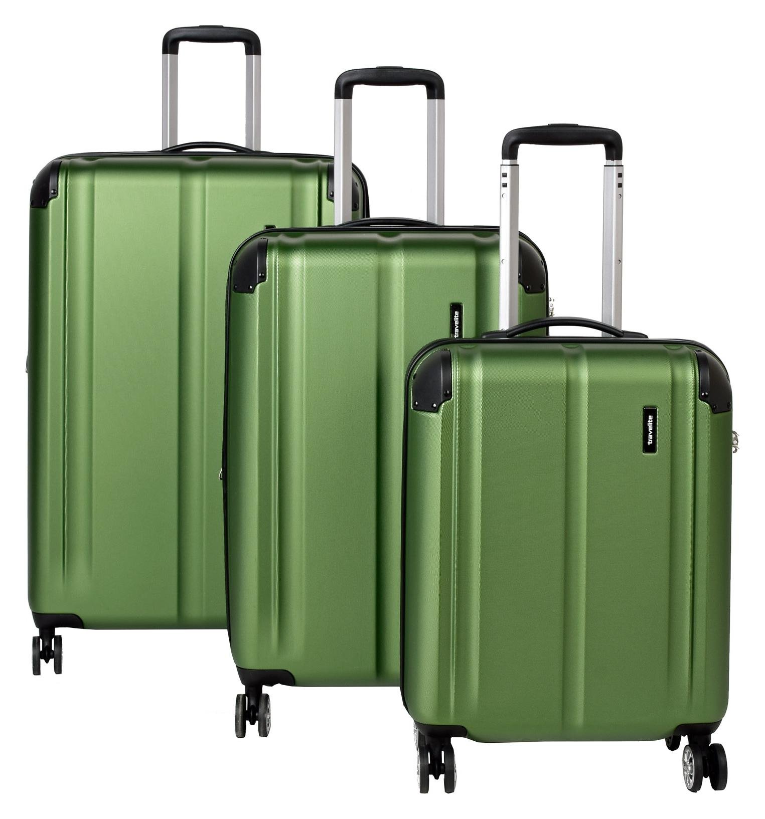 Sada cestovných kufrov Travelite City 4w S,M,L Green – súprava 3 kufrov