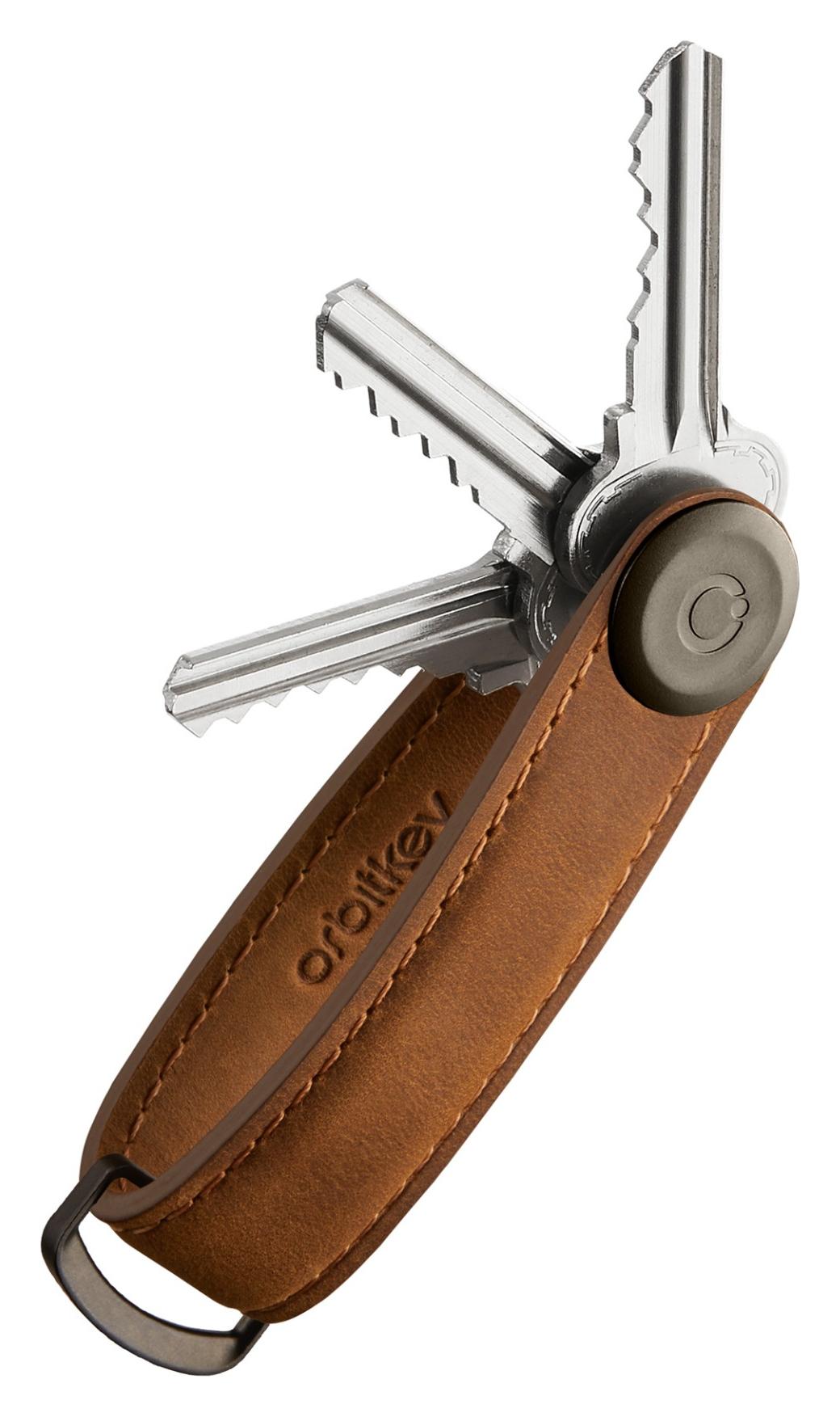 Kľúčenka Orbitkey Crazy Horse Chestnut Brown with Brown Stitching