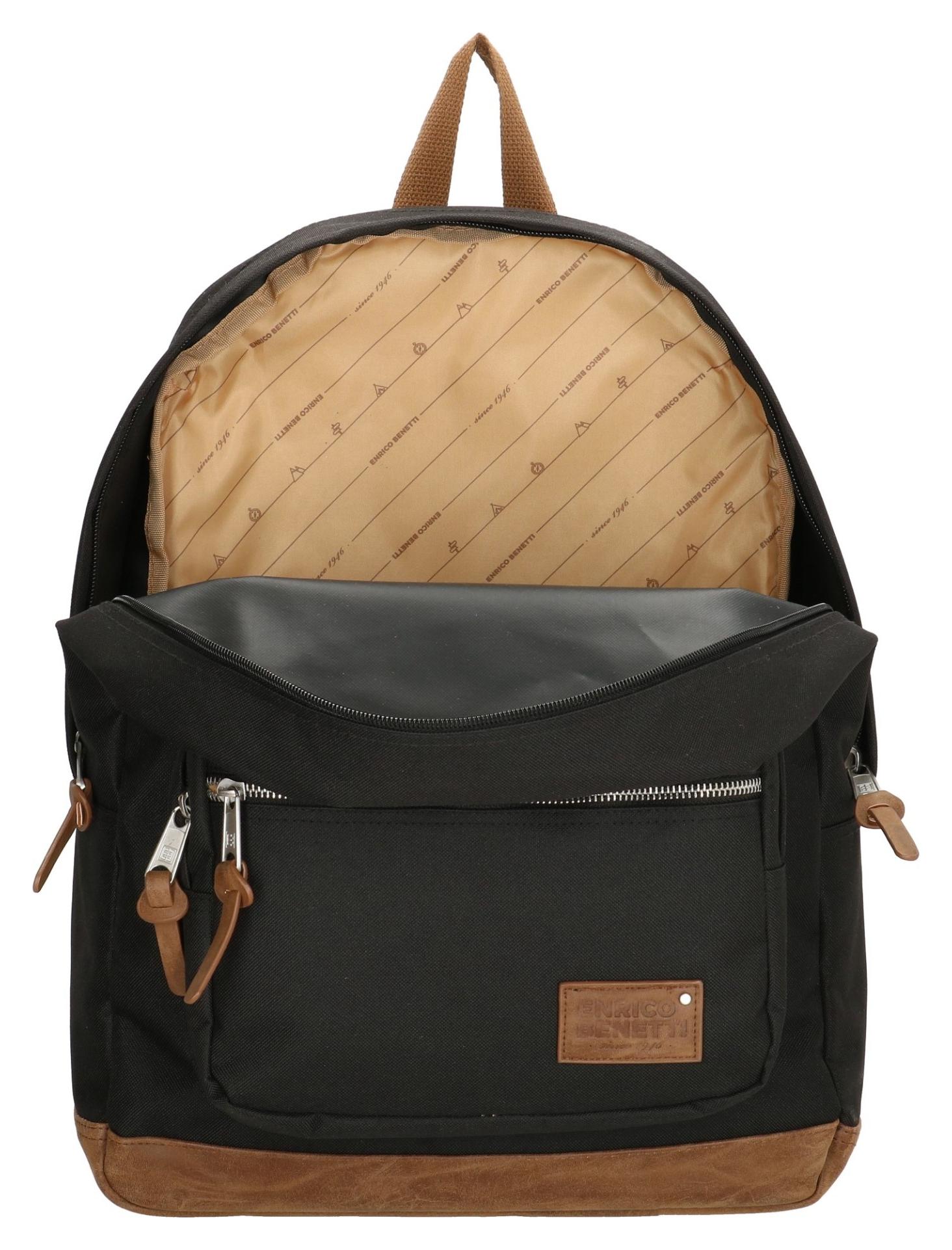 Retro ruksak Enrico Benetti Santiago Notebook Backpack 22 l Black – Obrázok 4