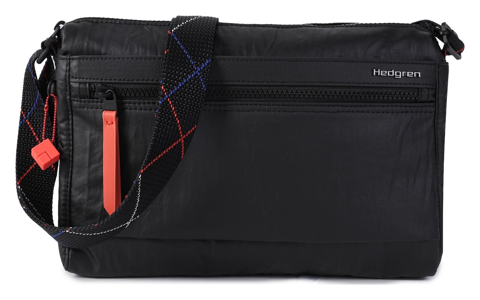 Športová crossbody kabelka Hedgren Eye M Creased black/coral