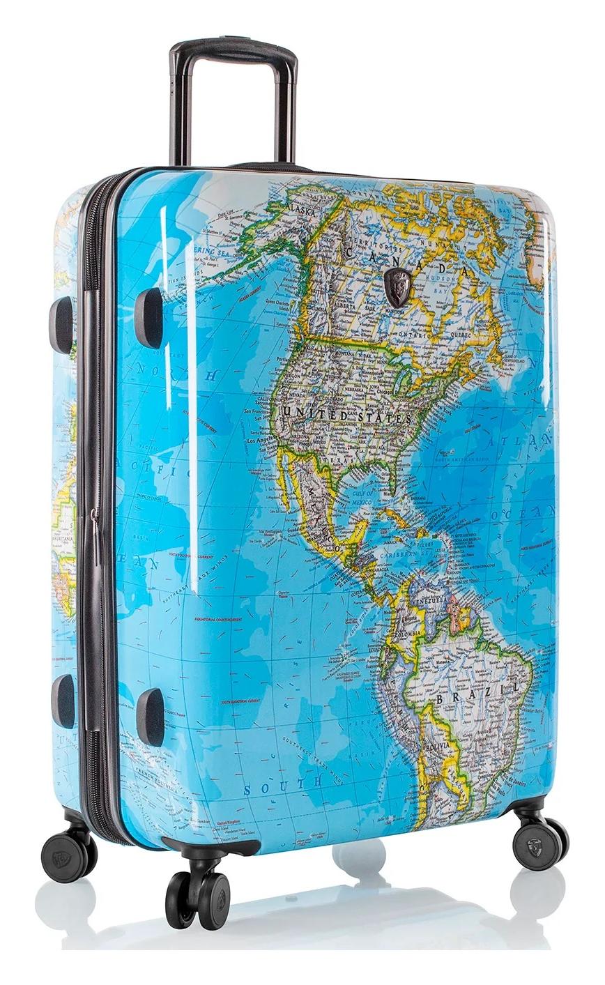 Veľký škrupinový kufor na kolieskach Heys Journey 3G L Blue Map
