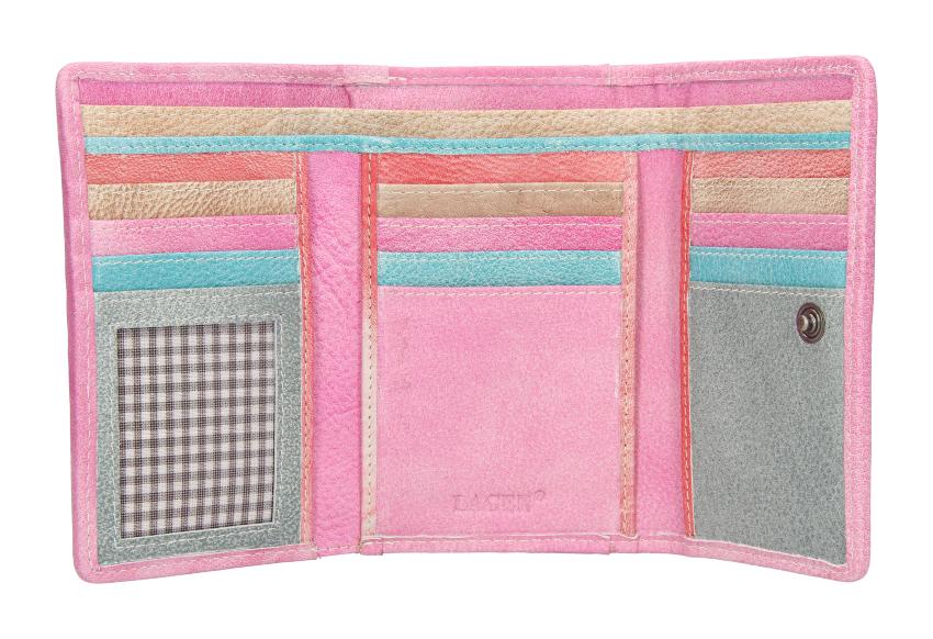 Dámska kožená peňaženka Lagen LG-11RK Light Fuchsia/Multi – Obrázok 3