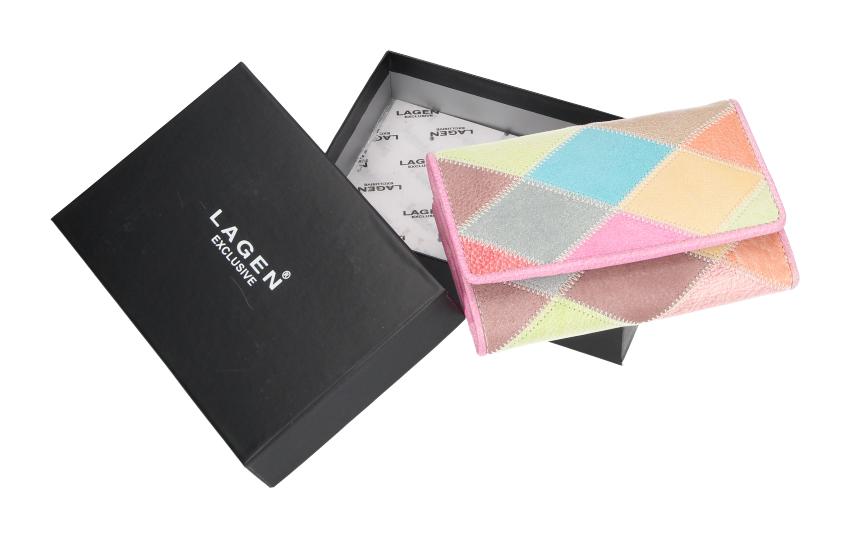 Dámska kožená peňaženka Lagen LG-11RK Light Fuchsia/Multi – Obrázok 5