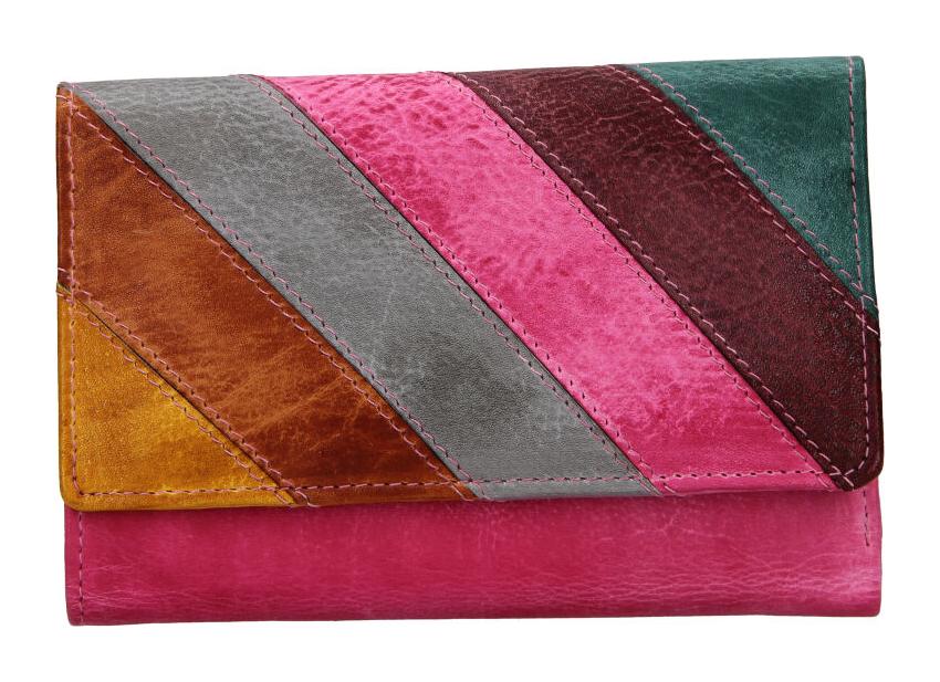 Dámska kožená peňaženka Lagen 864-77/D Fuchsia/multi