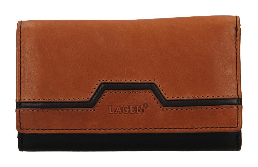 Dámska kožená peňaženka Lagen BLC/5305/222 Black/cognac