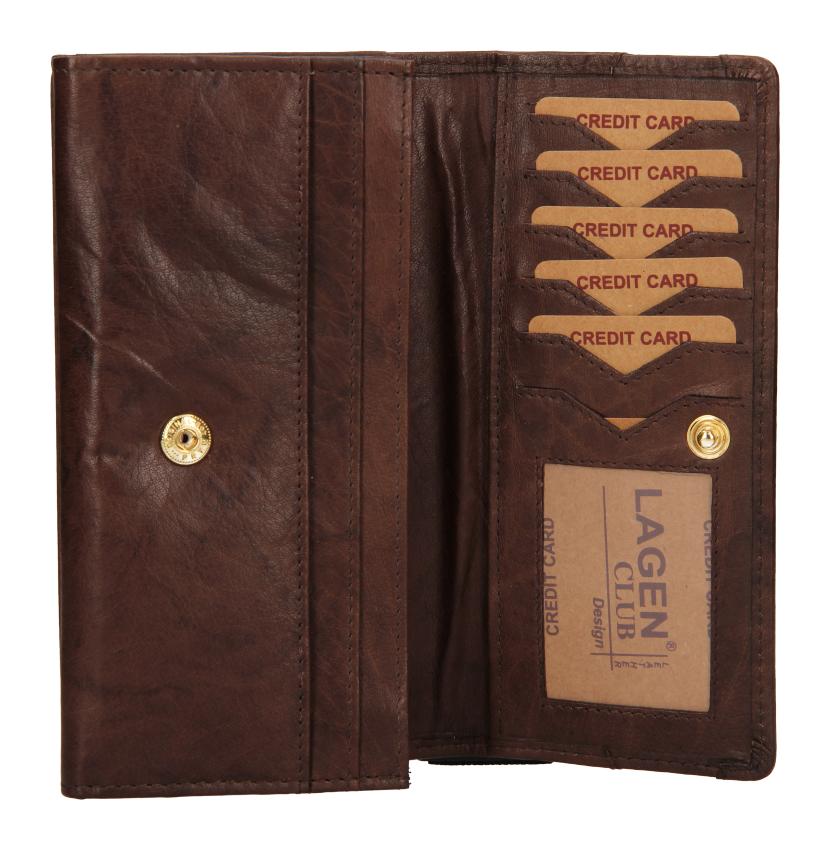 Dámska kožená peňaženka Lagen W-2025 Dark Brown – Obrázok 4