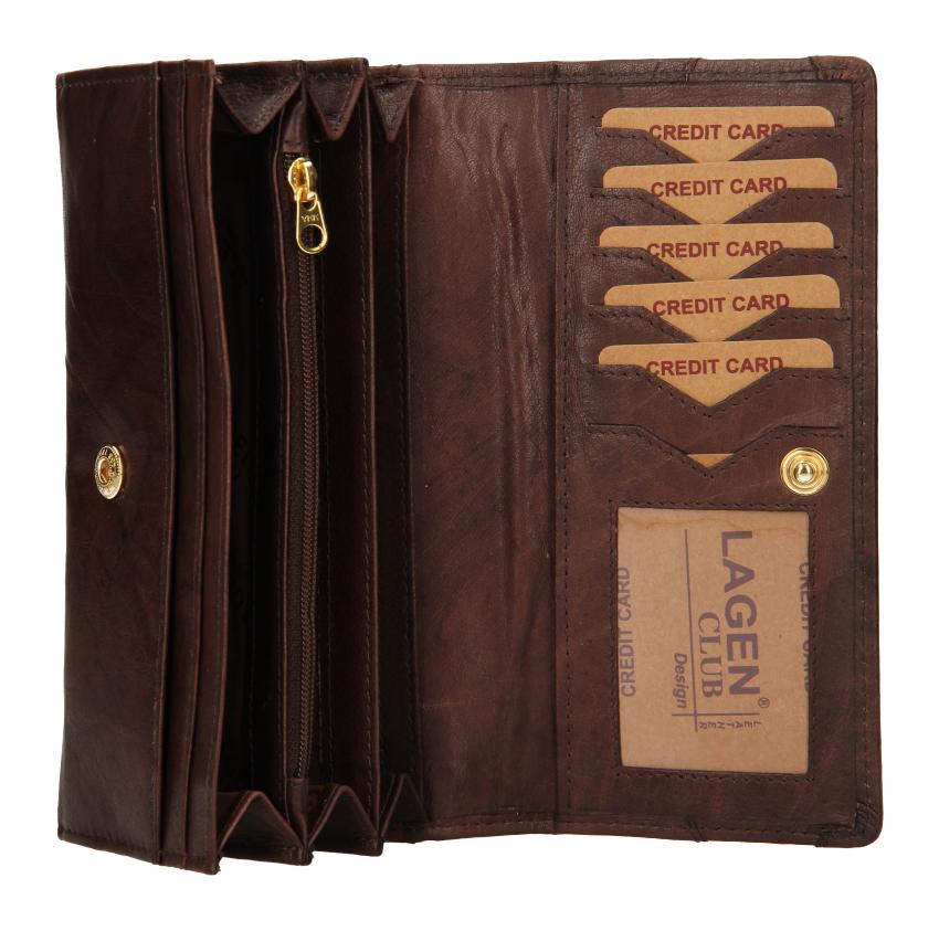 Dámska kožená peňaženka Lagen W-2025 Dark Brown – Obrázok 3