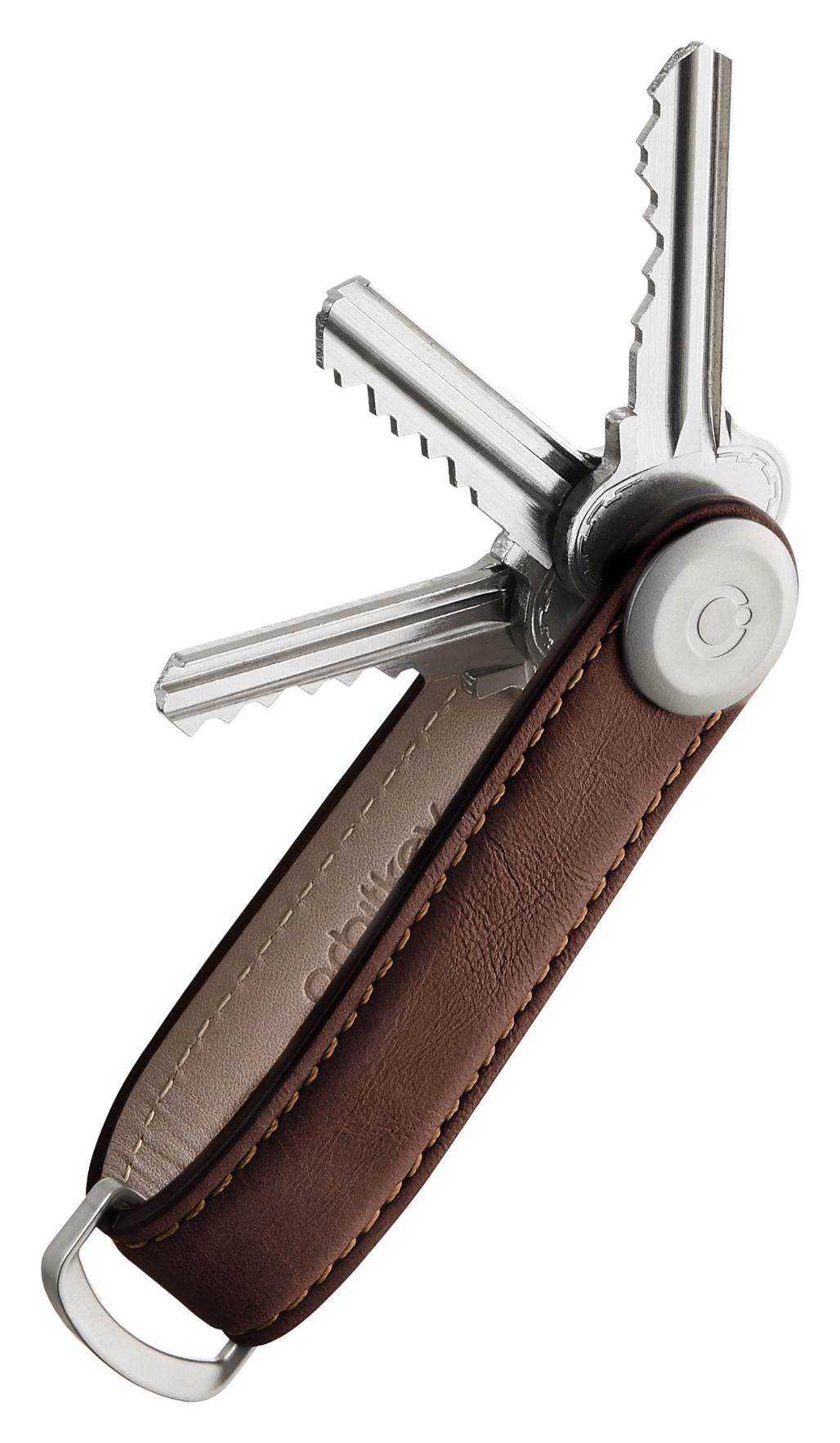 Kľúčenka Orbitkey Leather Espresso with Brown Stitching