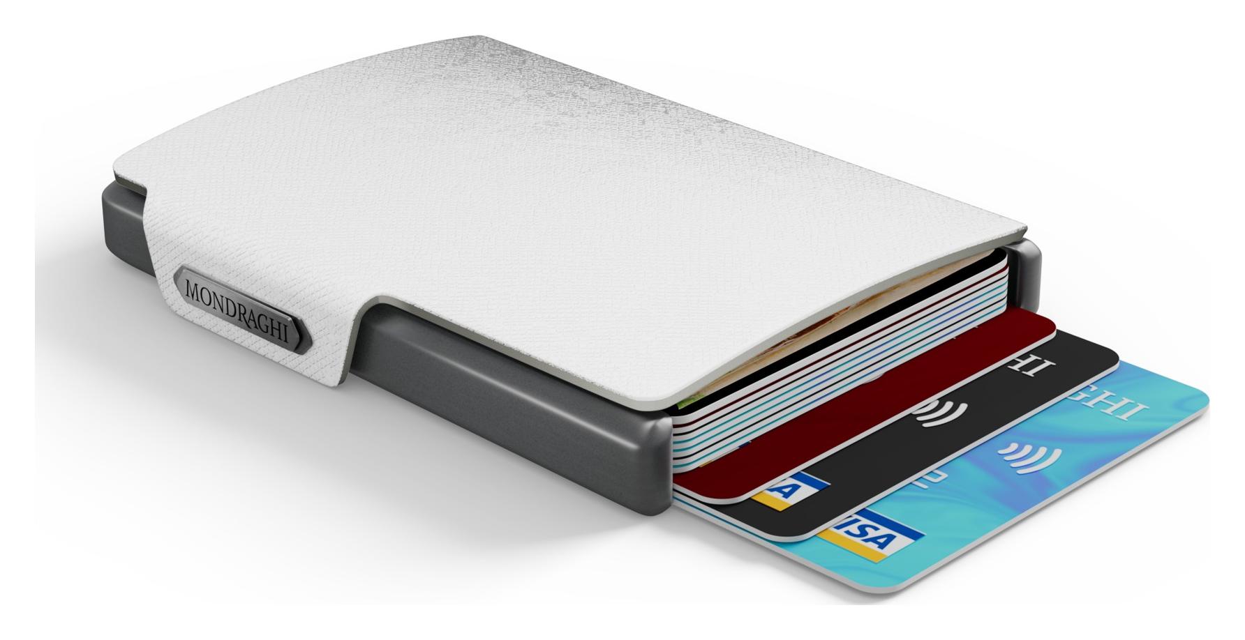 Kožená mini peňaženka Mondraghi Saffiano White – Obrázok 4