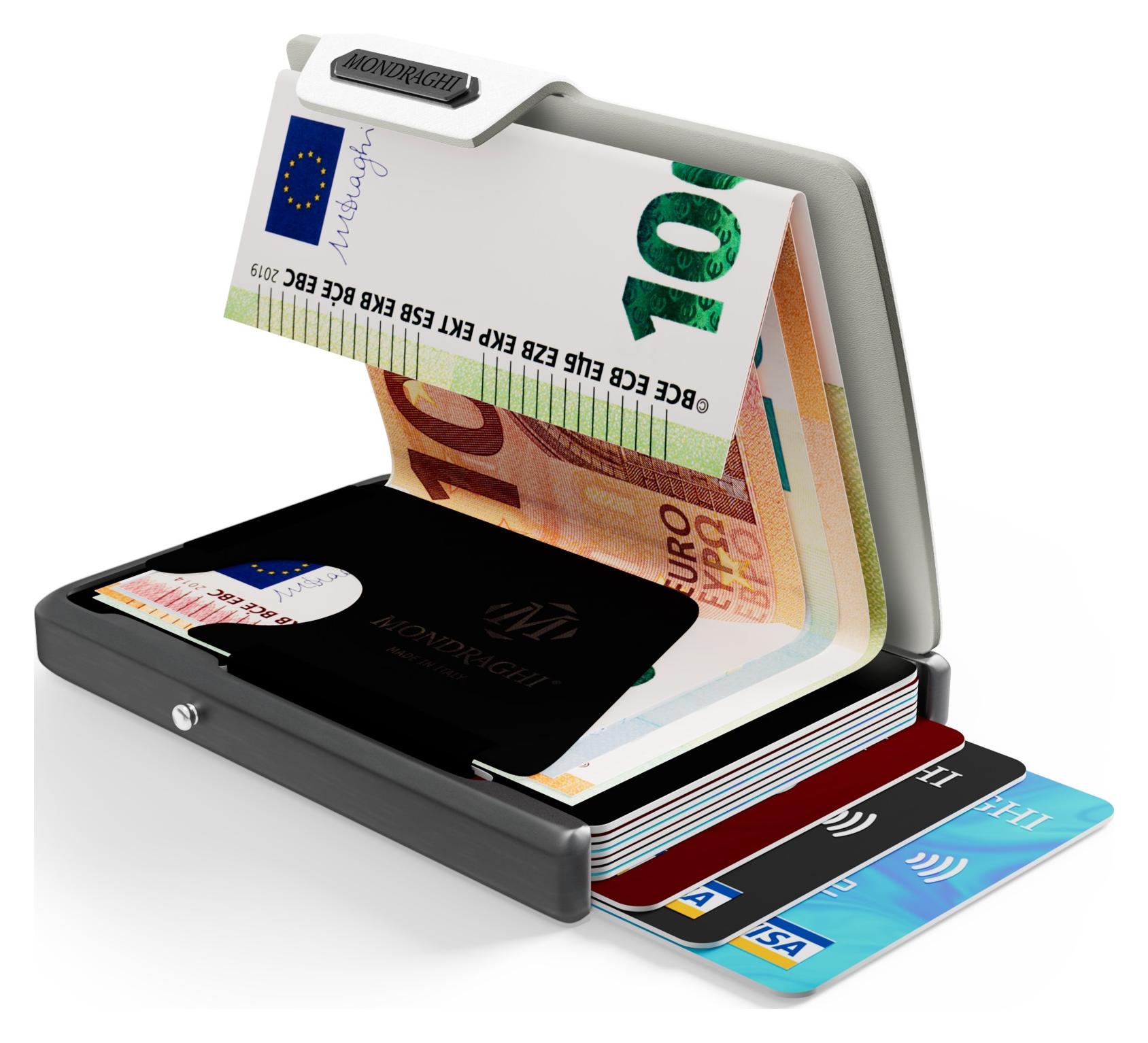 Kožená mini peňaženka Mondraghi Saffiano White – Obrázok 5