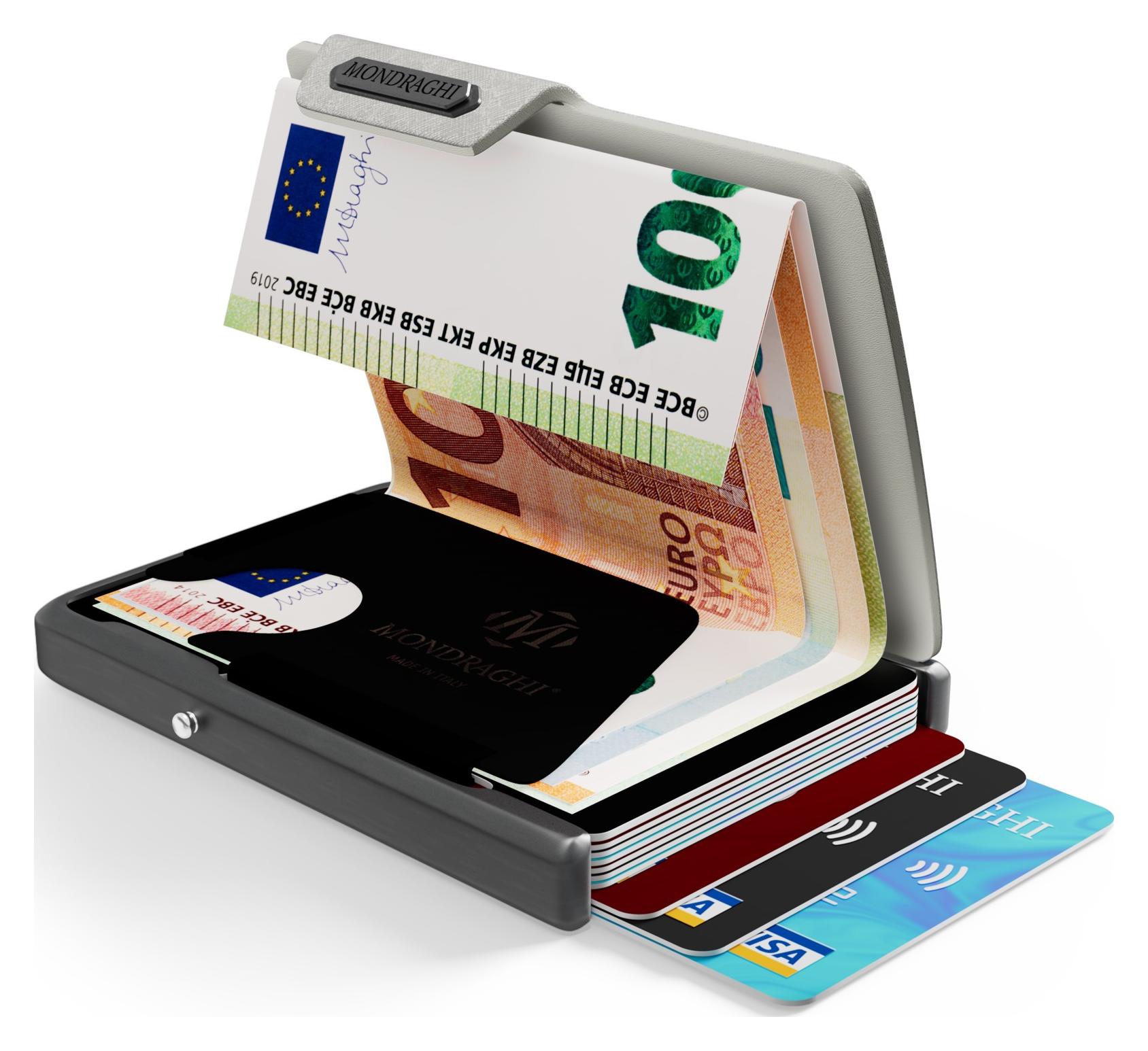 Kožená mini peňaženka Mondraghi Saffiano Silver – Obrázok 5