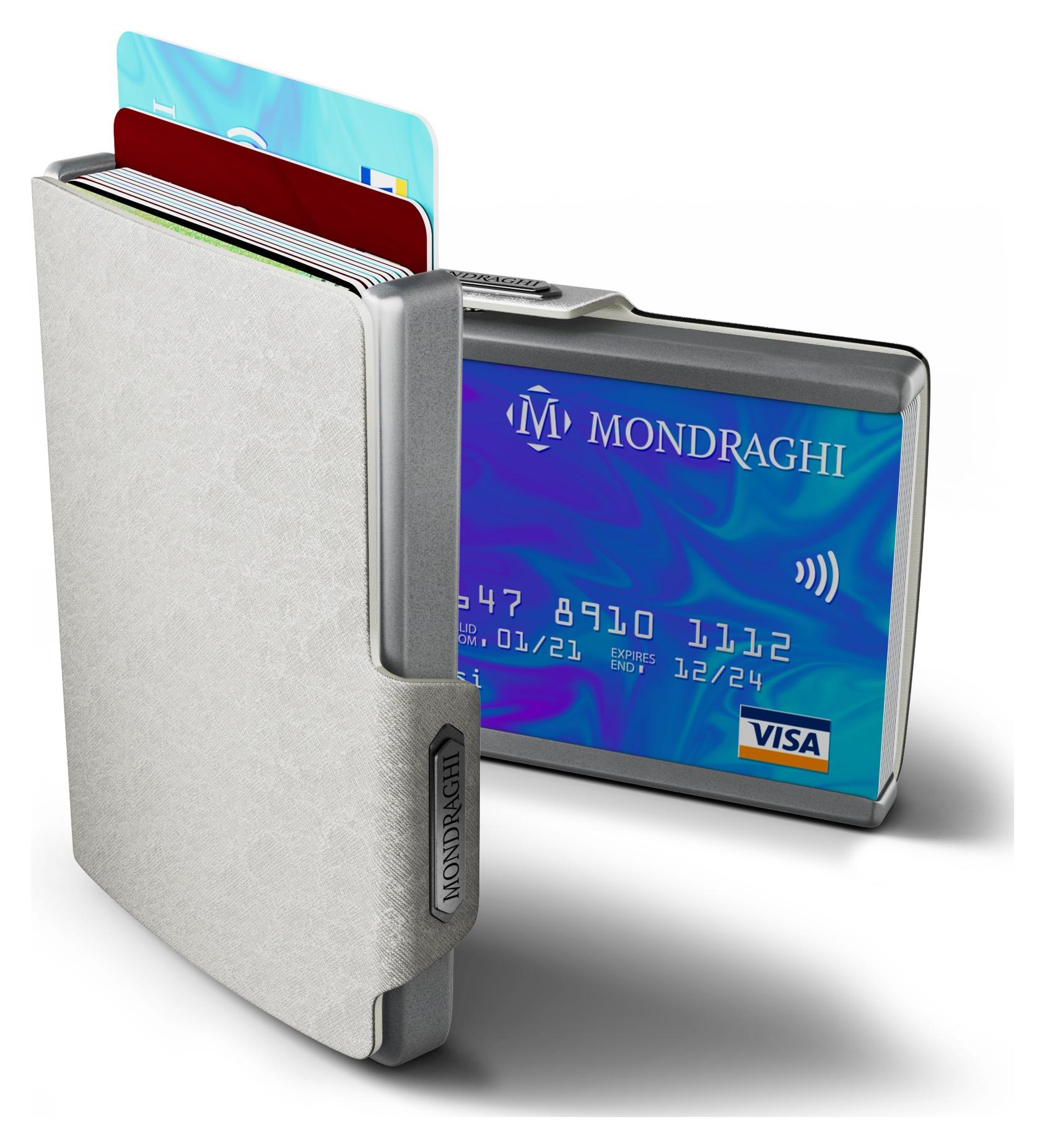 Kožená mini peňaženka Mondraghi Saffiano Silver – Obrázok 3