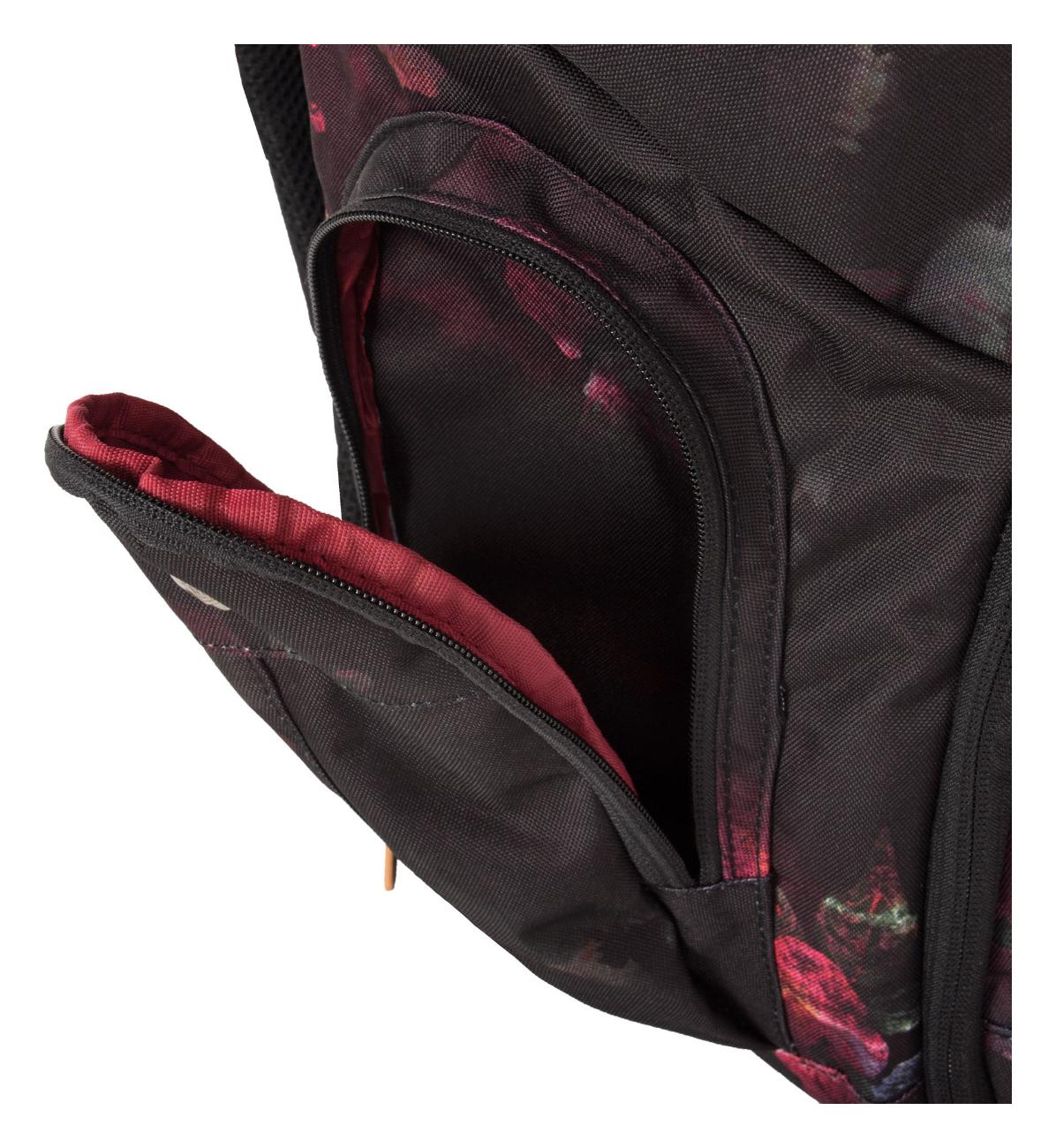 Nitro Weekender Black rose.

čalúnené vrecko na telefón alebo na okuliare
vrchné sieťované vrecko
čalúnené vnútorné vrecko na notebook veľkosti 15