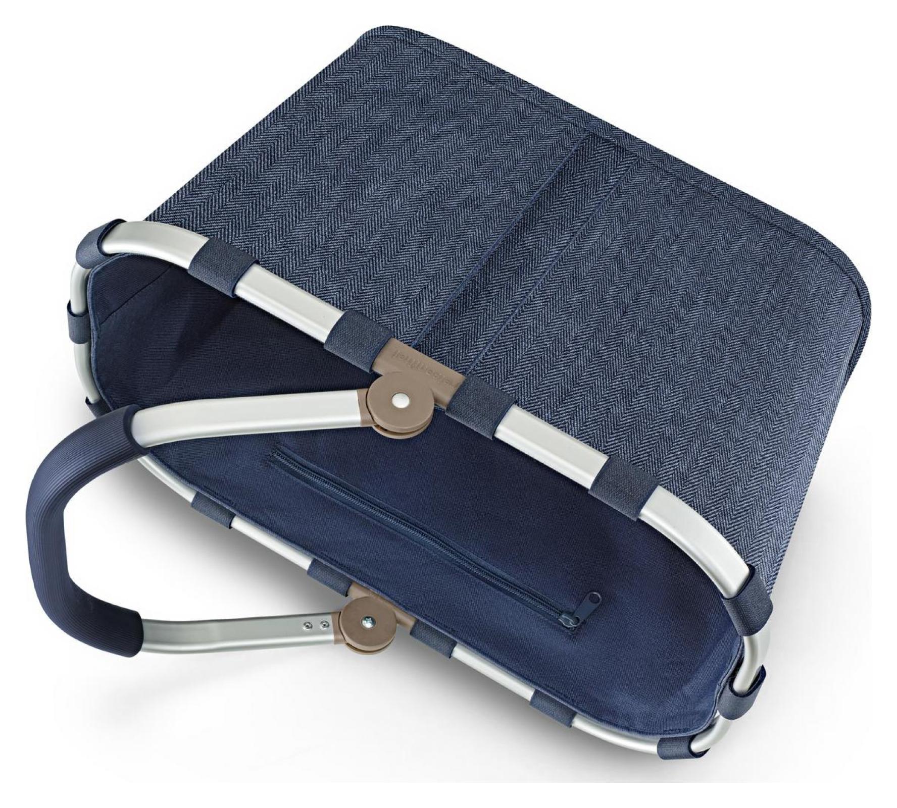Skladací nákupný košík Reisenthel Carrybag Herringbone Dark Blue – Obrázok 4