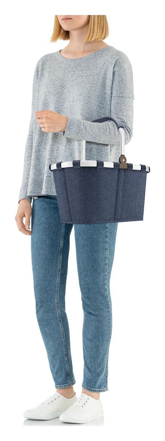 Skladací nákupný košík Reisenthel Carrybag Herringbone Dark Blue – Obrázok 5