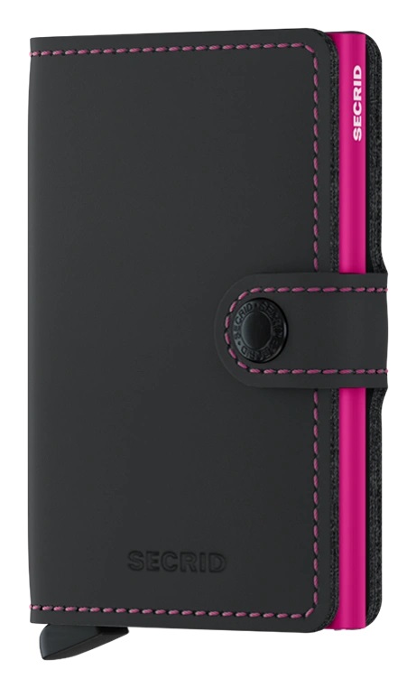 Kožená mini peňaženka Secrid Miniwallet Matte Black & Fuchsia