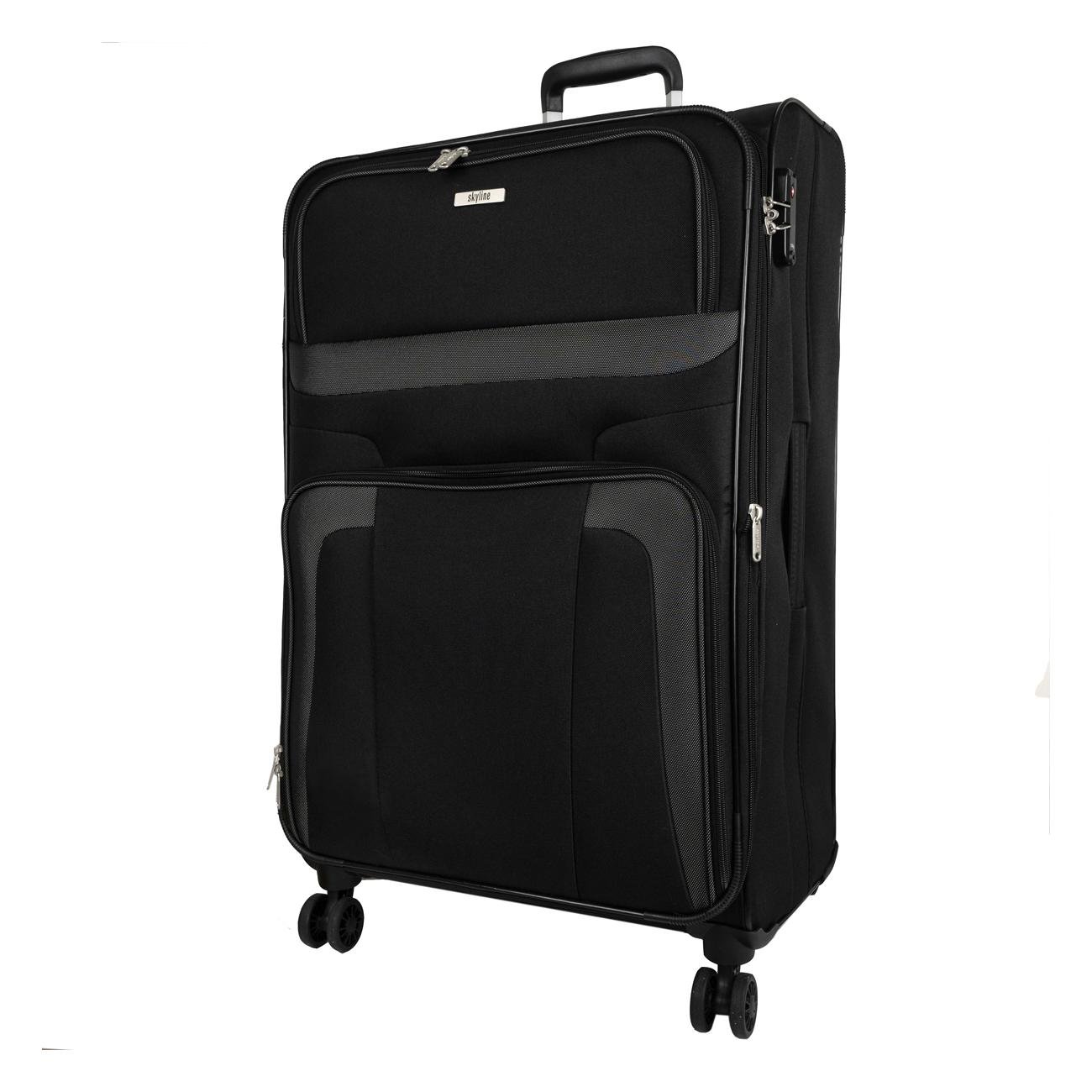 Veľký textilný kufor na kolieskach Skyline Orlando 4w L Black