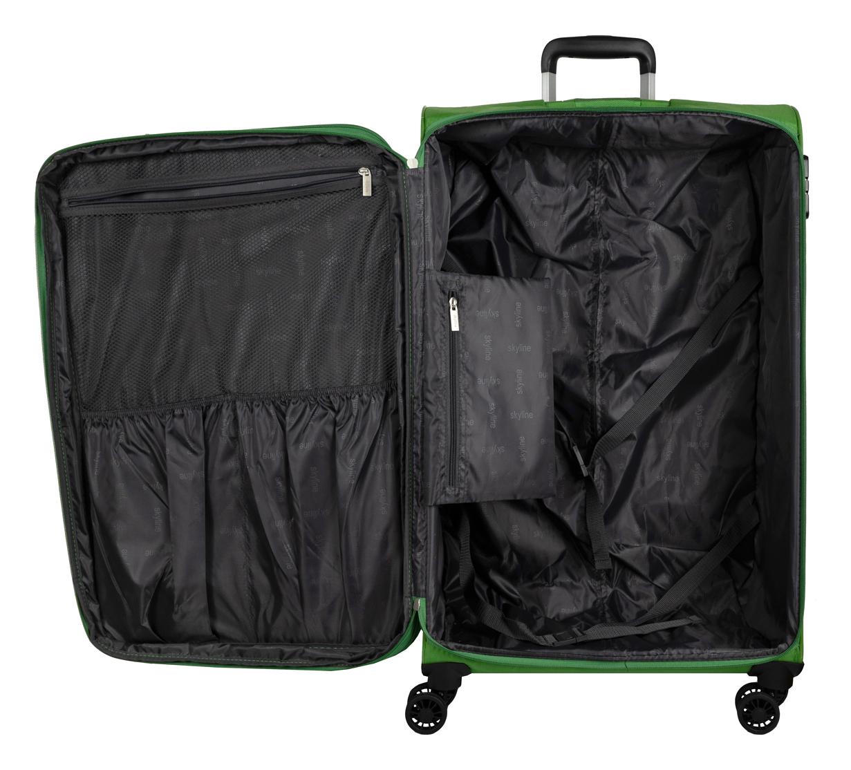 Veľký textilný kufor na kolieskach Skyline Orlando 4w L Green – Obrázok 3