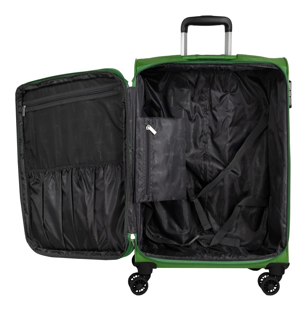 Stredný textilný kufor na kolieskach Skyline Orlando 4w M Green – Obrázok 5