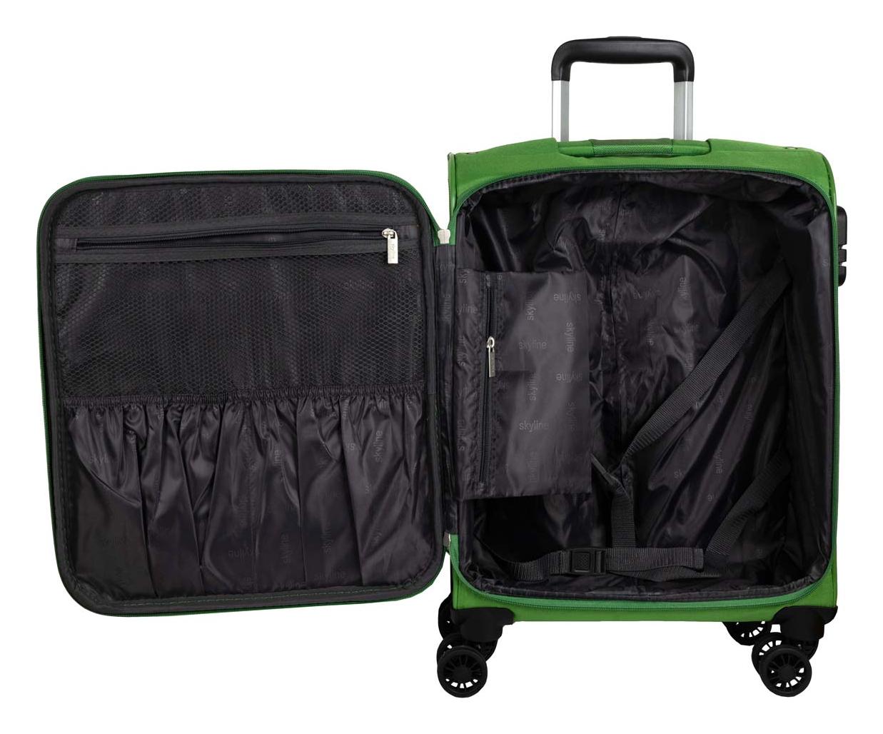 Malý textilný kufor Skyline Orlando 4w S Green – Obrázok 5
