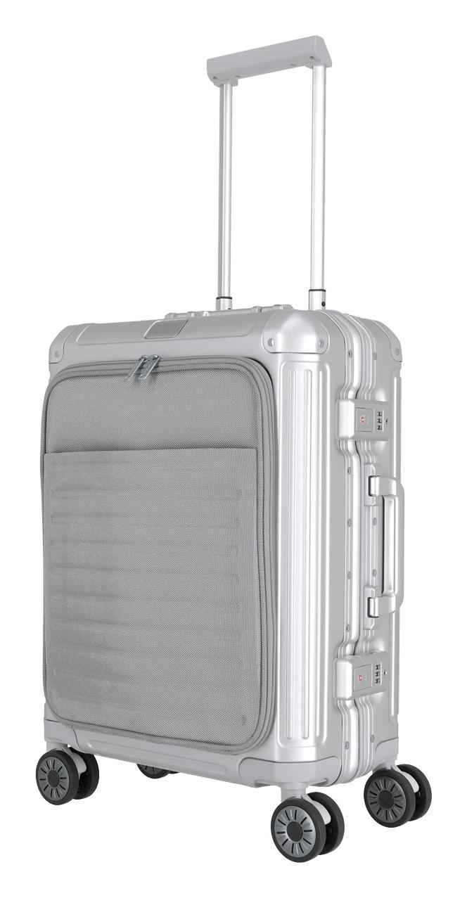 Hliníkový kufor Travelite Next 4w S Front pocket Silver