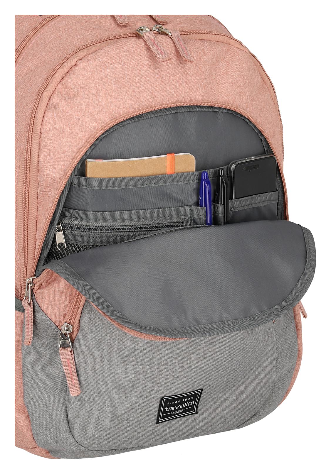 Batoh na notebook Travelite Basics Backpack Melange Rose/grey – Obrázok 4